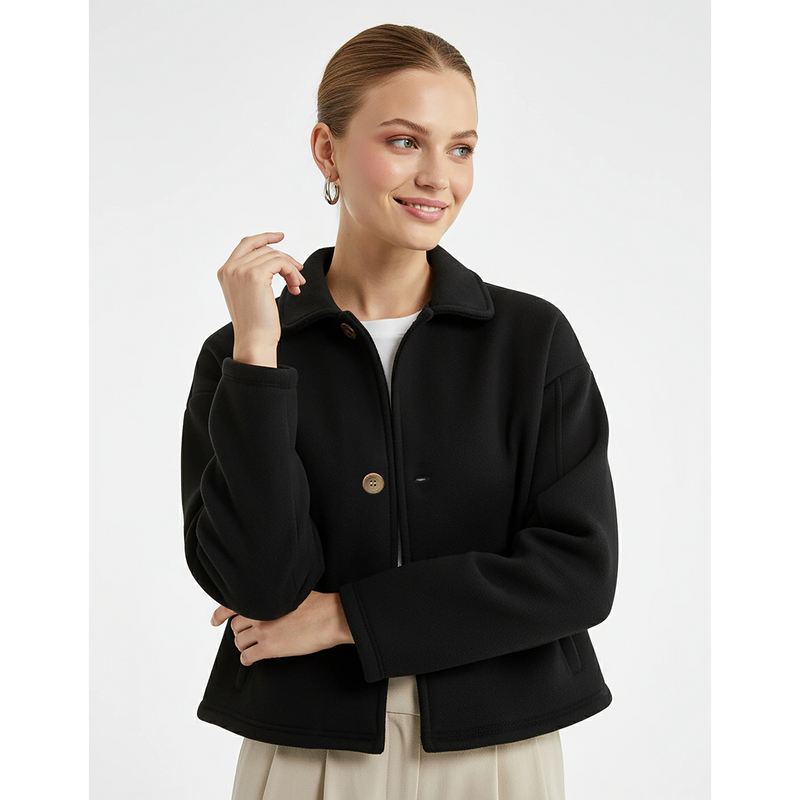 Black Button Down Coat Jacket | Montivo Pakistan