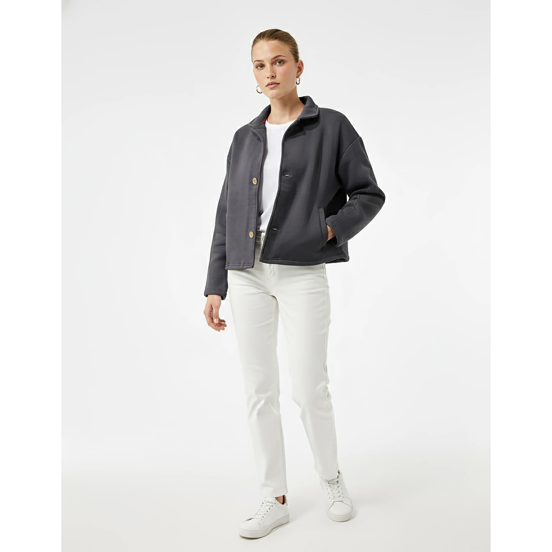 Dark Grey Button Down Coat Jacket | Montivo Pakistan