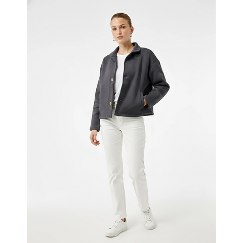 Dark Grey Button Down Coat Jacket | Montivo Pakistan