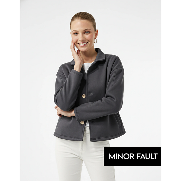 (Minor Fault) Dark Grey Button Down Coat Jacket | Montivo Pakistan