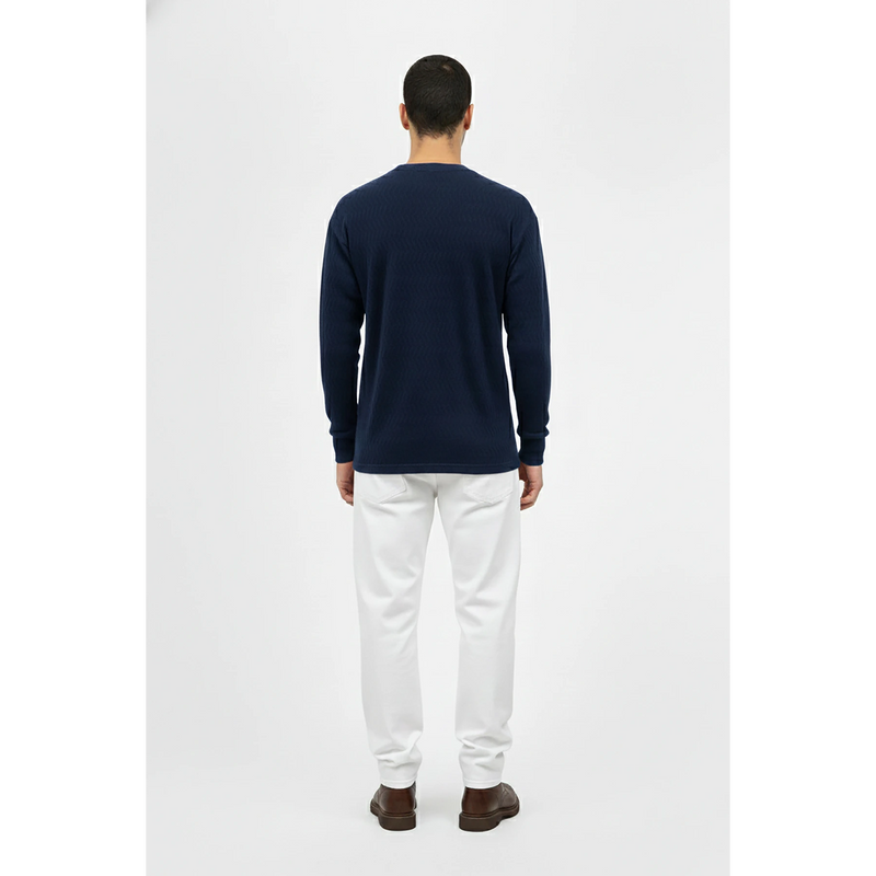 Blue Textured Crew Neck Jumper | Montivo Pakistan