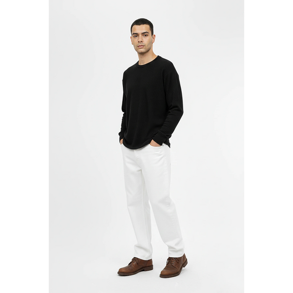 Black Textured Crew Neck Jumper | Montivo Pakistan
