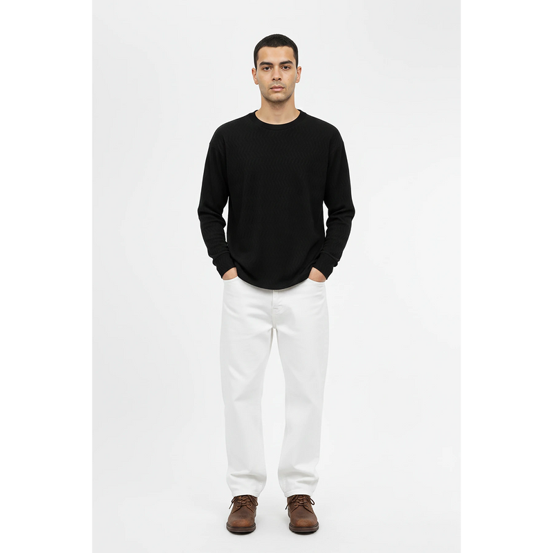 Black Textured Crew Neck Jumper | Montivo Pakistan