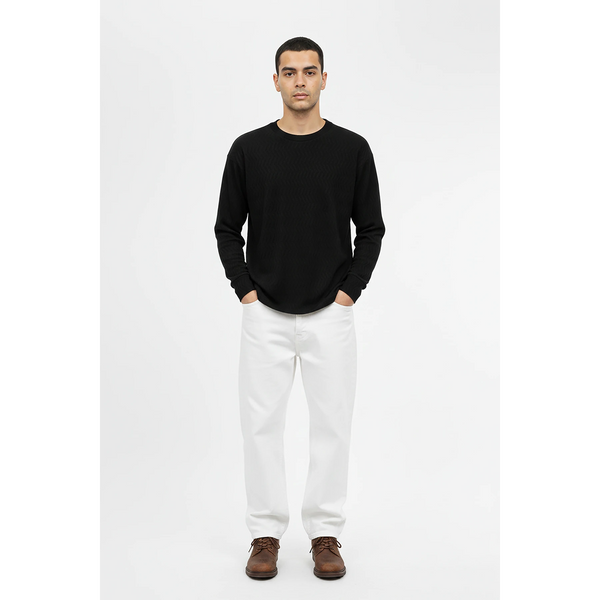 Black Textured Crew Neck Jumper | Montivo Pakistan