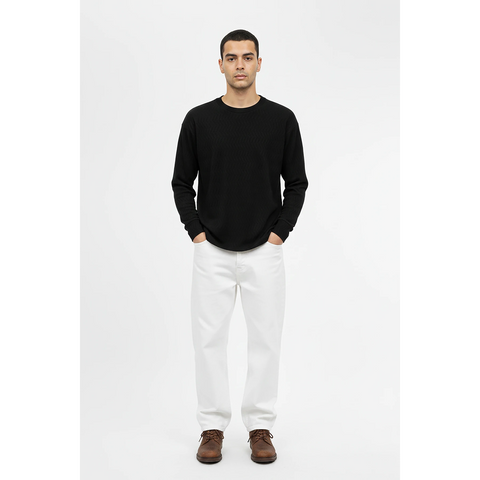 Black Textured Crew Neck Jumper | Montivo Pakistan