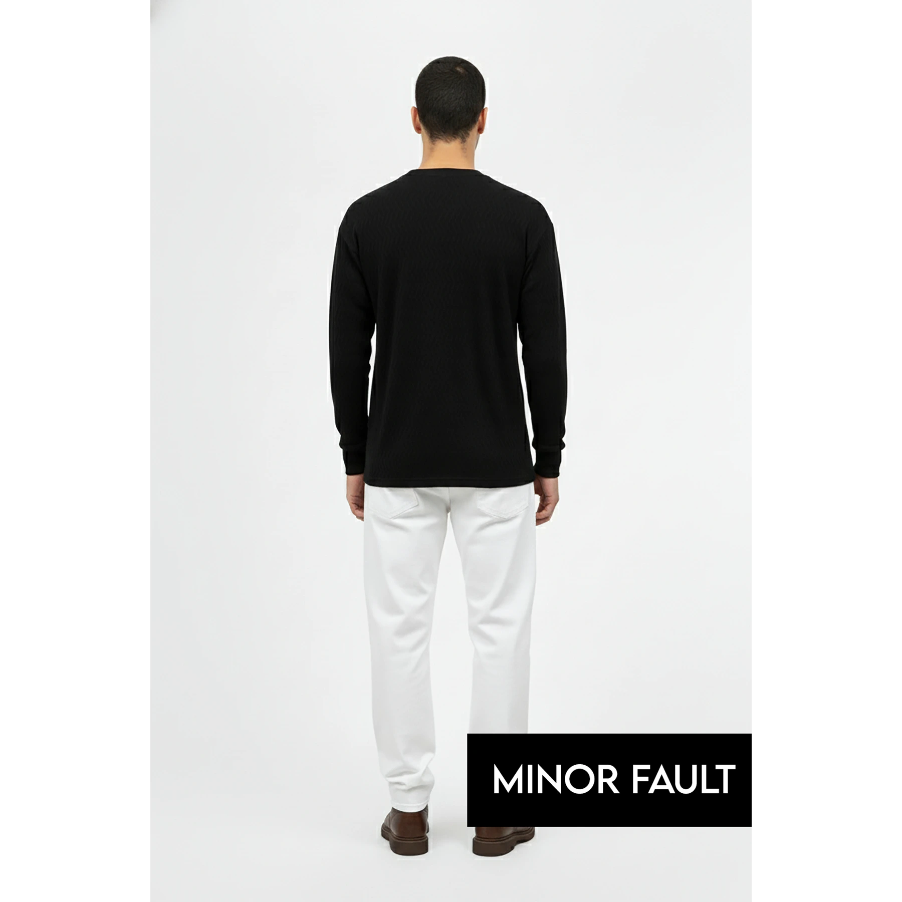 (Minor Fault) Black Textured Crew Neck Jumper | Montivo Pakistan