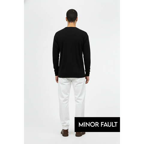 (Minor Fault) Black Textured Crew Neck Jumper | Montivo Pakistan
