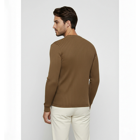 Brown Drop Needle Crew Neck Jumper | Montivo Pakistan