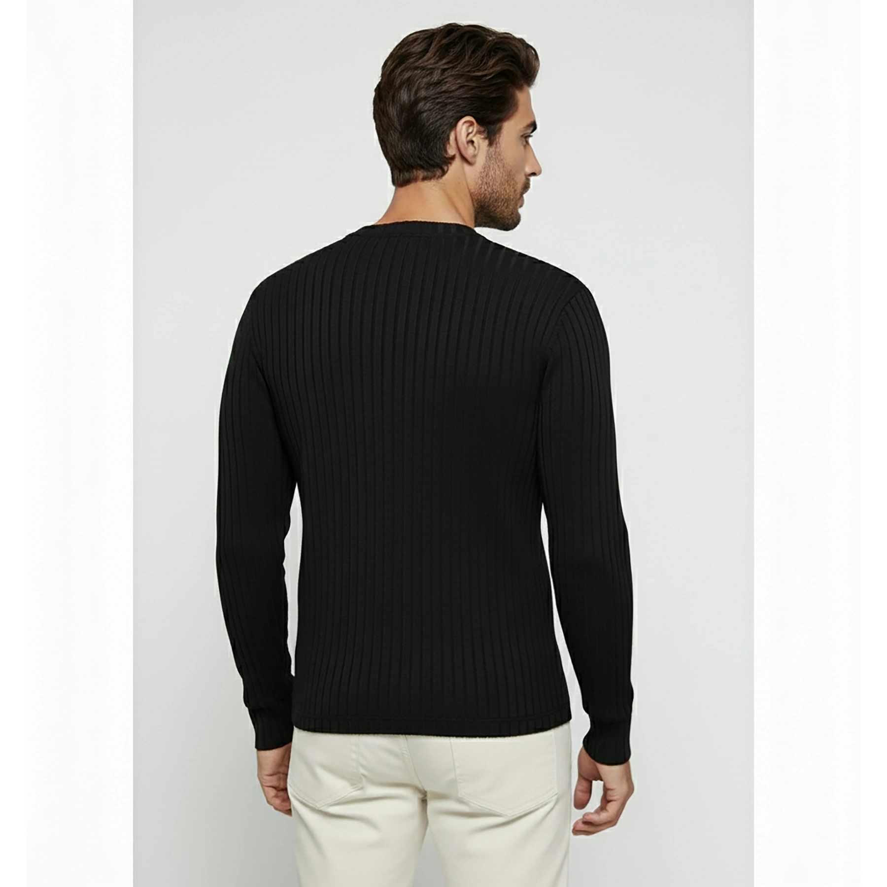 Black Drop Needle Crew Neck Jumper | Montivo Pakistan