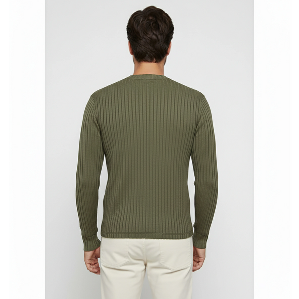 Green Drop Needle Crew Neck Jumper | Montivo Pakistan