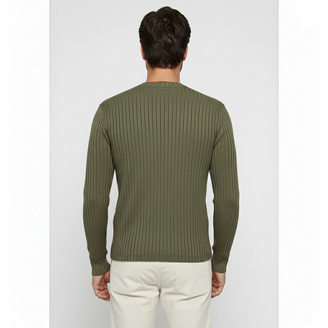 Green Drop Needle Crew Neck Jumper | Montivo Pakistan