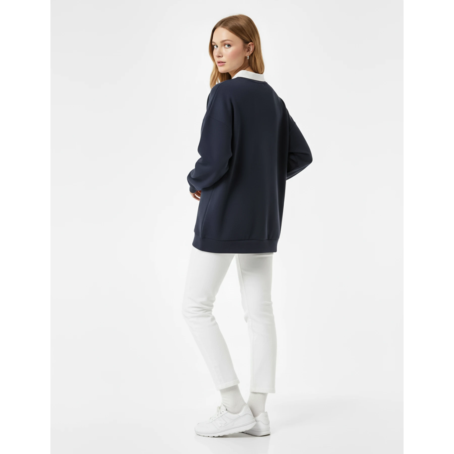 Navy Printed Collar Sweatshirt | Montivo Pakistan