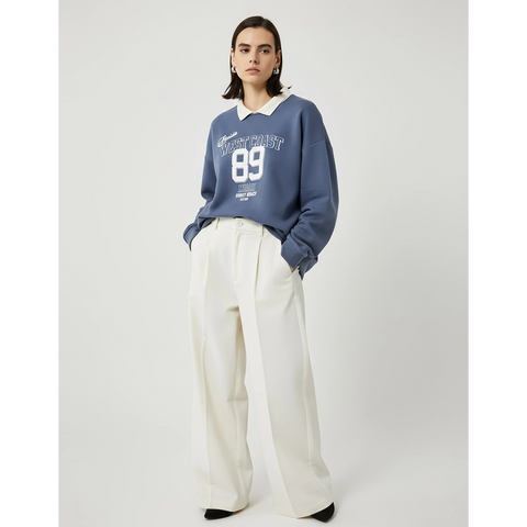 Blue Printed Collar Sweatshirt | Montivo Pakistan