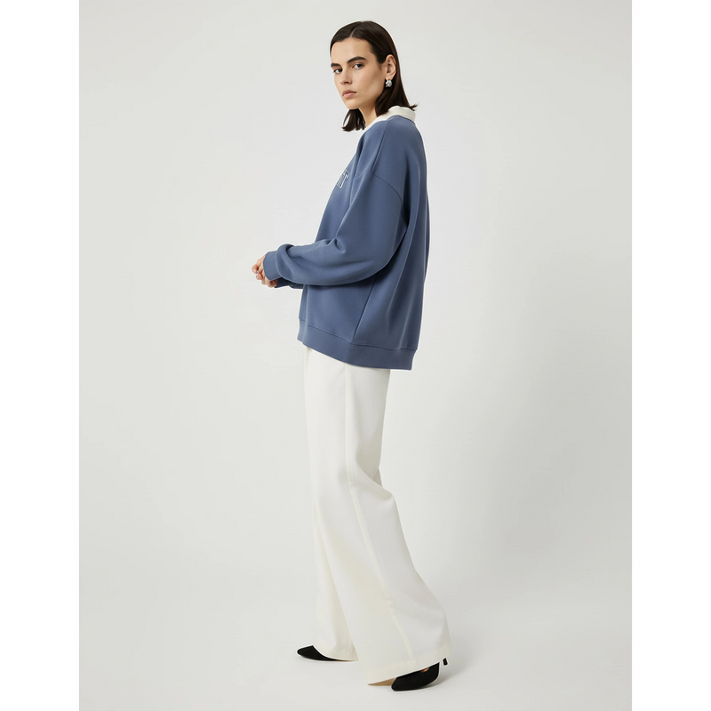 Blue Printed Collar Sweatshirt | Montivo Pakistan