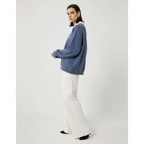 Blue Printed Collar Sweatshirt | Montivo Pakistan