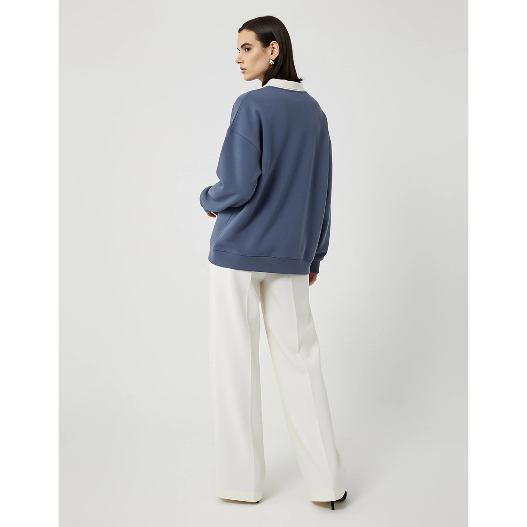 Blue Printed Collar Sweatshirt | Montivo Pakistan