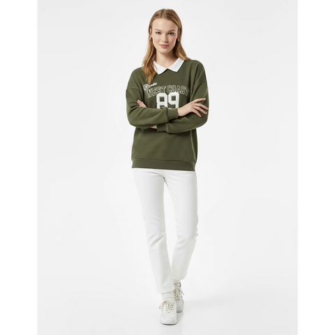 Green Printed Collar Sweatshirt | Montivo Pakistan