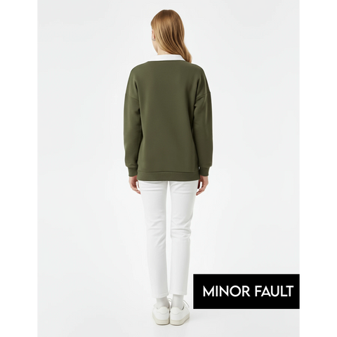(Minor Fault) Green Printed Collar Sweatshirt | Montivo Pakistan