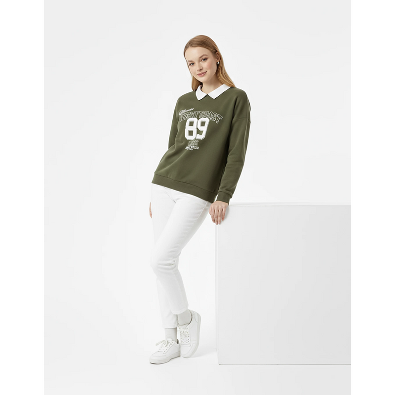 Green Printed Collar Sweatshirt | Montivo Pakistan