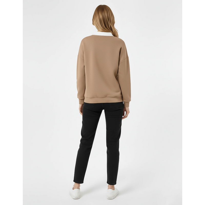 Coffee Printed Collar Sweatshirt | Montivo Pakistan