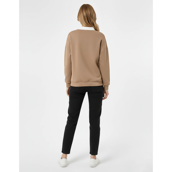 Coffee Printed Collar Sweatshirt | Montivo Pakistan