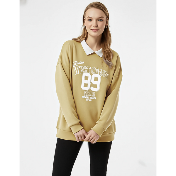 Gold Printed Collar Sweatshirt | Montivo Pakistan