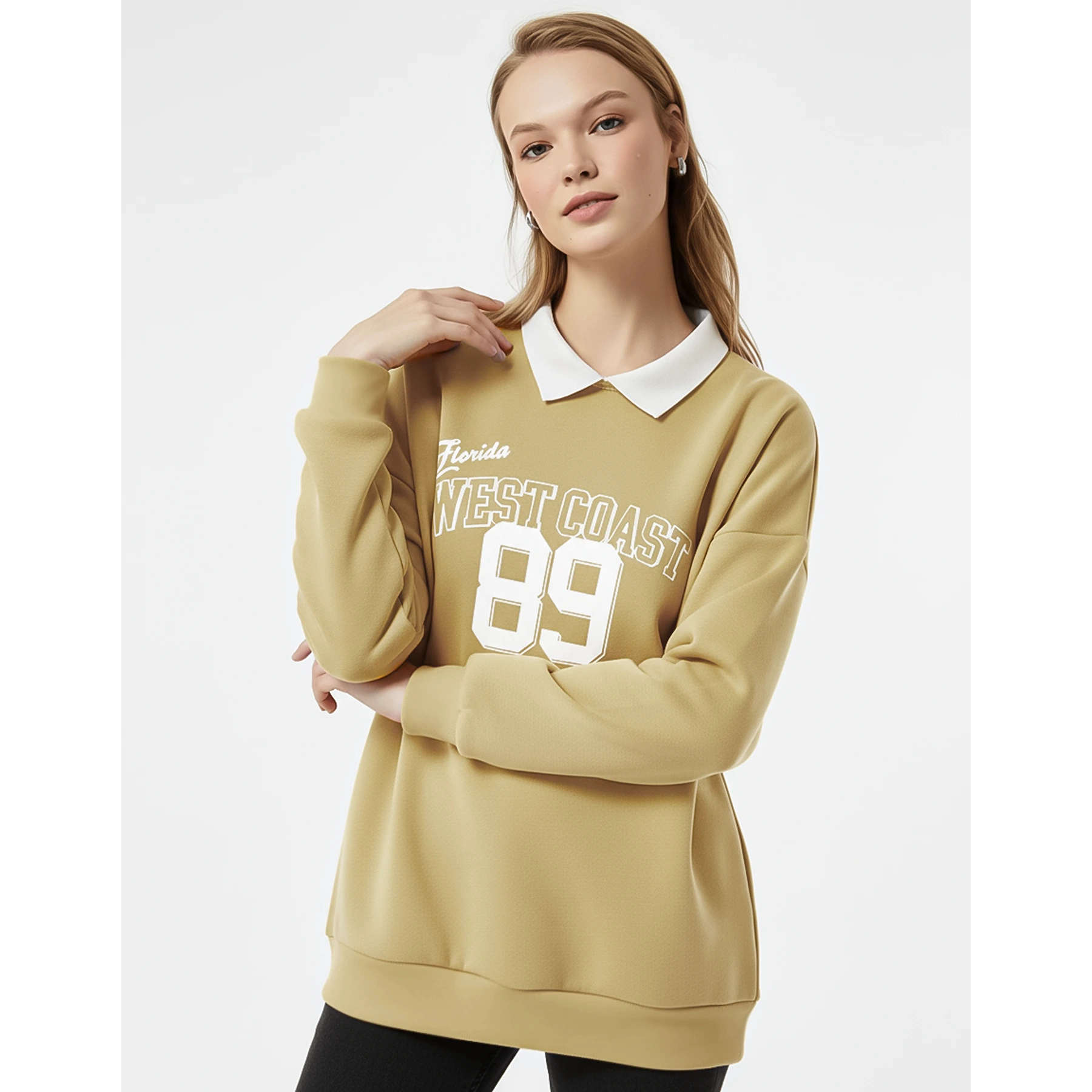 Gold Printed Collar Sweatshirt | Montivo Pakistan