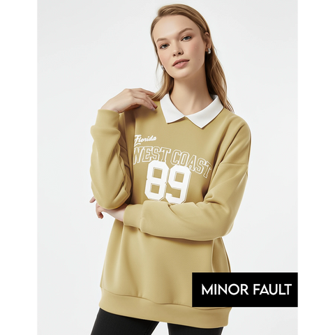 (Minor Fault) Gold Printed Collar Sweatshirt | Montivo Pakistan