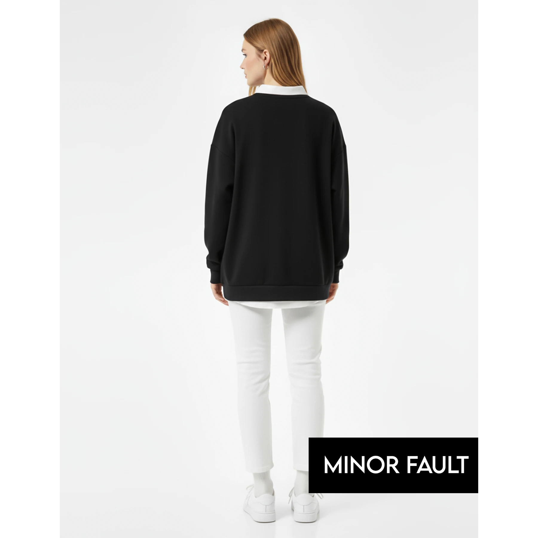 (Minor Fault) Black Printed Collar Sweatshirt | Montivo Pakistan