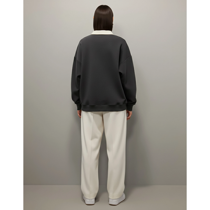 Dark Grey Printed Collar Sweatshirt | Montivo Pakistan