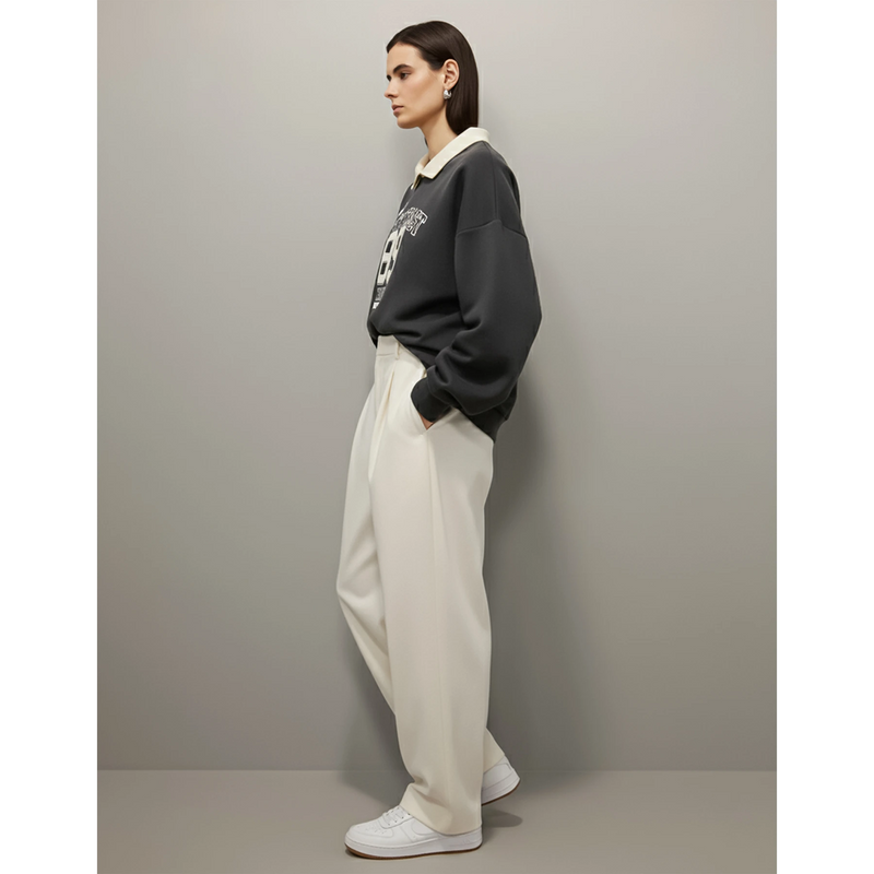 Dark Grey Printed Collar Sweatshirt | Montivo Pakistan