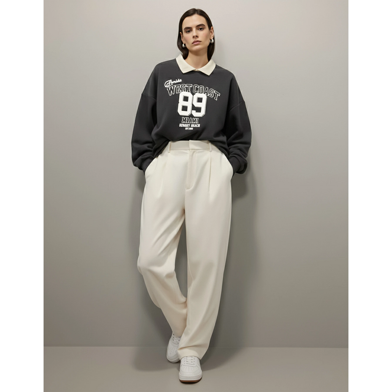 Dark Grey Printed Collar Sweatshirt | Montivo Pakistan