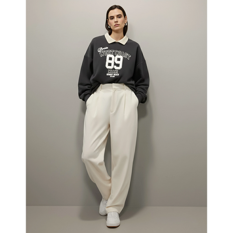 Dark Grey Printed Collar Sweatshirt | Montivo Pakistan