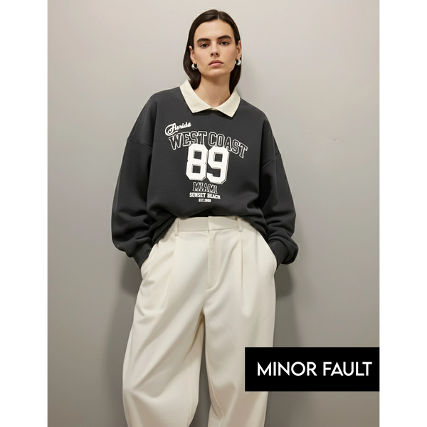(Minor Fault) Dark Grey Printed Collar Sweatshirt | Montivo Pakistan