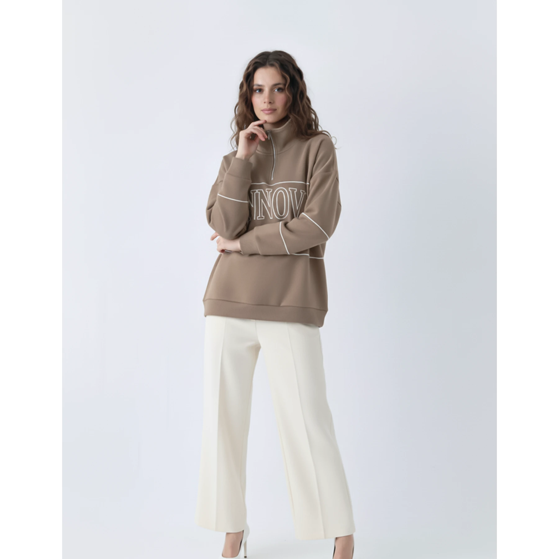 Brown Hannover Quarter Zipper Sweatshirt | Montivo Pakistan