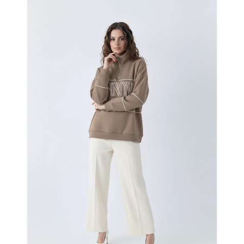 Brown Hannover Quarter Zipper Sweatshirt | Montivo Pakistan