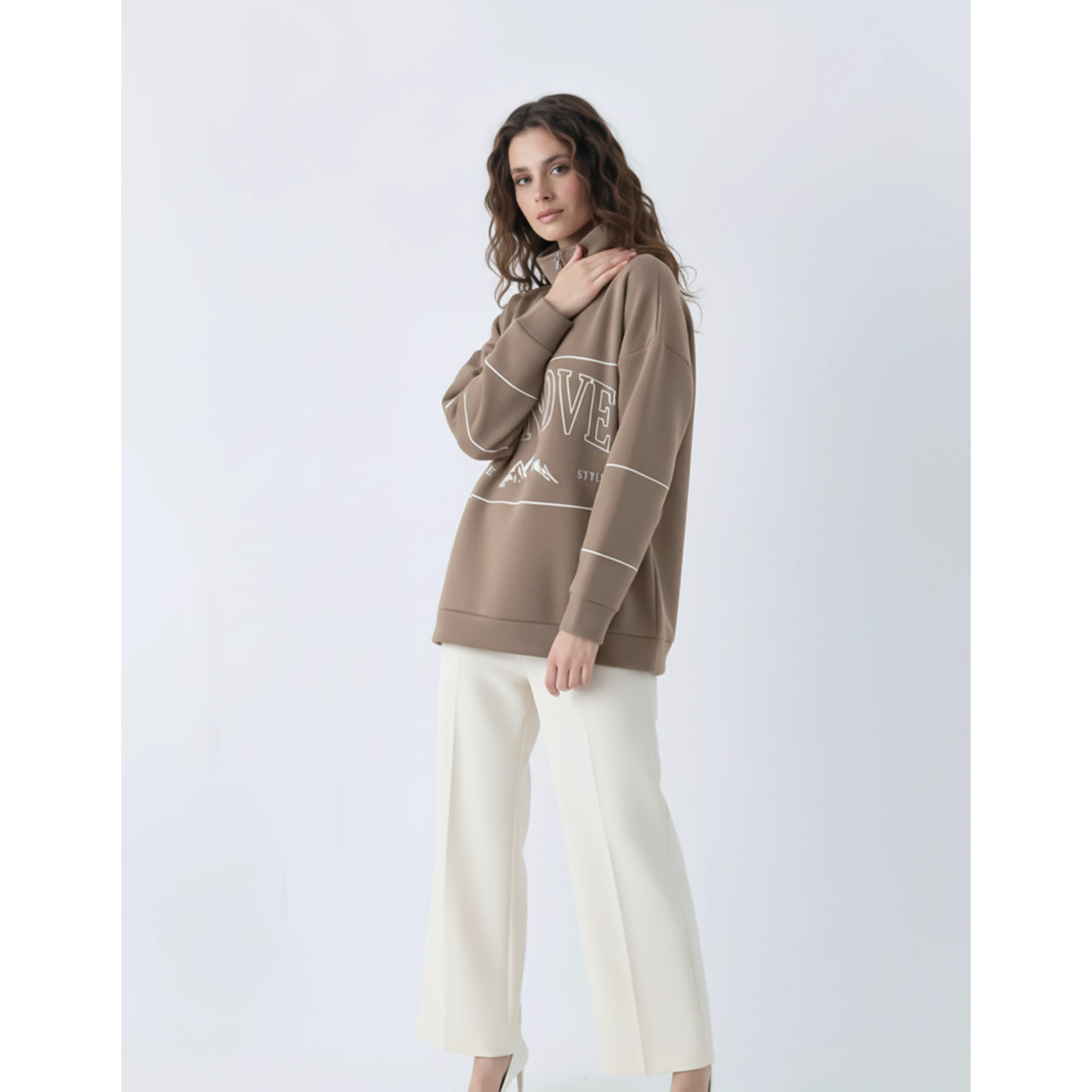 Brown Hannover Quarter Zipper Sweatshirt | Montivo Pakistan