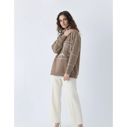 Brown Hannover Quarter Zipper Sweatshirt | Montivo Pakistan