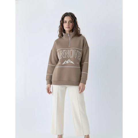Brown Hannover Quarter Zipper Sweatshirt | Montivo Pakistan
