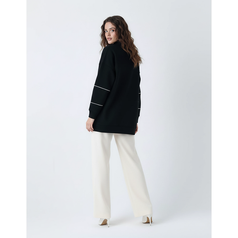 Black Hannover Quarter Zipper Sweatshirt | Montivo Pakistan