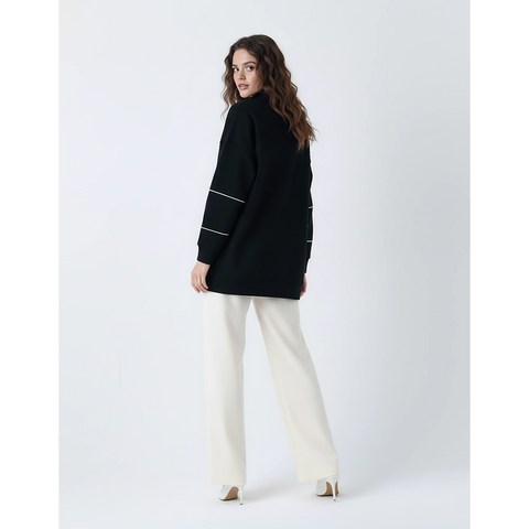 Black Hannover Quarter Zipper Sweatshirt | Montivo Pakistan