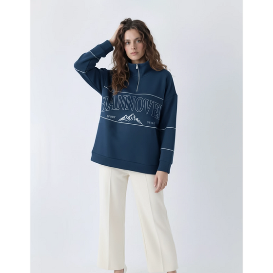 Navy Hannover Quarter Zipper Sweatshirt | Montivo Pakistan