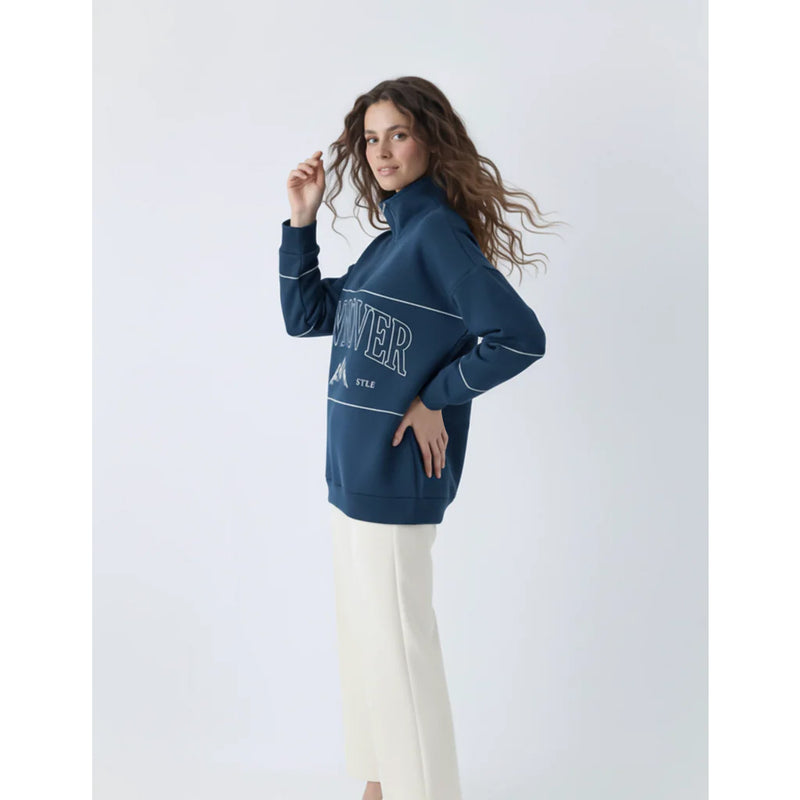 Navy Hannover Quarter Zipper Sweatshirt | Montivo Pakistan