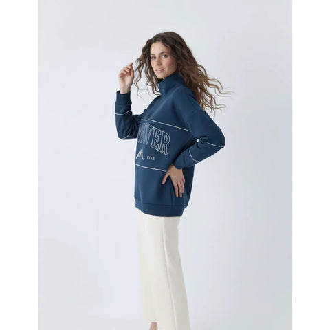 Navy Hannover Quarter Zipper Sweatshirt | Montivo Pakistan