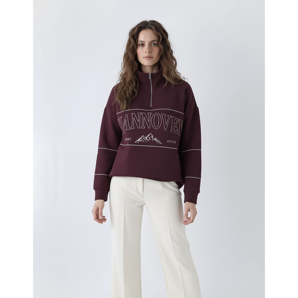 Maroon Hannover Quarter Zipper Sweatshirt | Montivo Pakistan