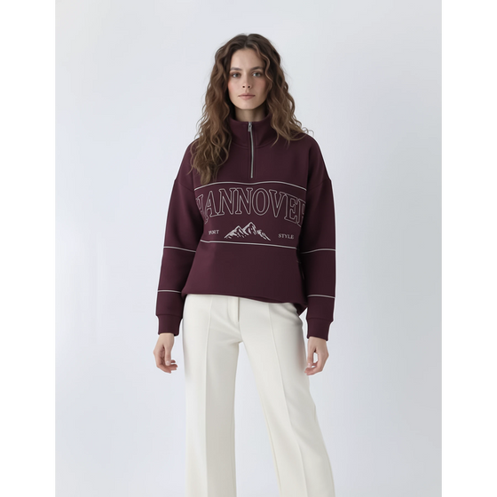 Maroon Hannover Quarter Zipper Sweatshirt | Montivo Pakistan