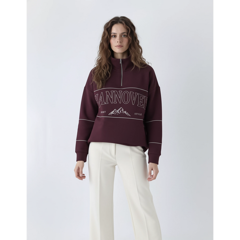 Maroon Hannover Quarter Zipper Sweatshirt | Montivo Pakistan