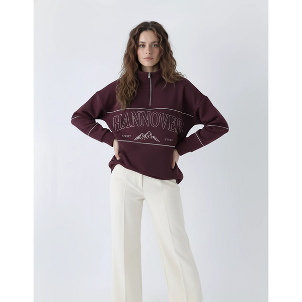 Maroon Hannover Quarter Zipper Sweatshirt | Montivo Pakistan