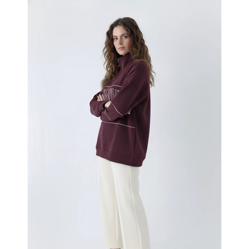 Maroon Hannover Quarter Zipper Sweatshirt | Montivo Pakistan