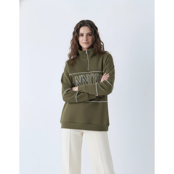 Green Hannover Quarter Zipper Sweatshirt | Montivo Pakistan